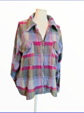 Vintage Protest Blues flannel zip up jacket size large